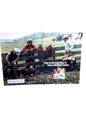 Vintage 1983 Marlboro Country Cowboy Ranch Two Page Print Ad Wall Decor